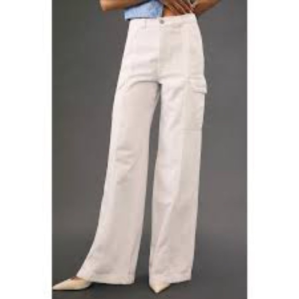 Hudson Cargo Wide Jeans in White.  Size 32/ 14.